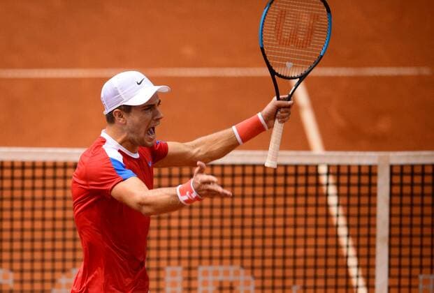 Davis Cup - Coric VS Shapovalov 04.02.2018., City sports hall, Osijek - 1. round of Davis Cup, Croatia-Canada, third day, 4. match, Borna Coric - Denis Shapovalov. Borna Coric.  MarkoxPrpic PIXSELL