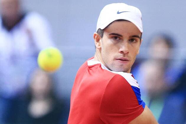 Davis Cup - Coric VS Shapovalov 04.02.2018., City sports hall, Osijek - 1. round of Davis Cup, Croatia-Canada, third day, 4. match, Borna Coric - Denis Shapovalov. Borna Coric.  DavorxJavorovic PIXSELL