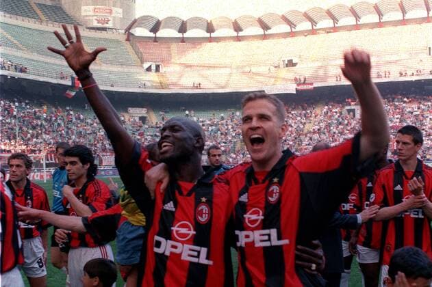 GEORGE WEAH, OLIVER BIERHOFF CAMPIONATO SERIE A 1998-99 MILAN FESTA SCUDETTO