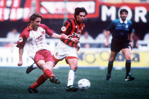 DEMETRIO ALBERTINI, FRANCESCO TOTTI CAMPIONATO SERIE A 1996-97 MILAN-ROMA 1-1