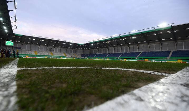 06 02 xjhx 2018 football DFB Cup 1 emspor 4 final SC Paderborn, FC Bayern München v l Overview Stadium indoor lawn overview grandstand Interior arena fans fan audience ranks seats Paderborn