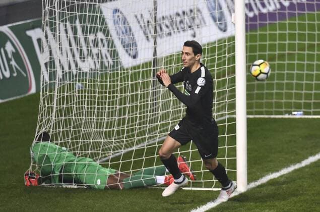 Di Maria Angel but et joie FOOTBALL : Coupe de France 8 e de Finale - Sochaux vs PSG 06 02 2018 MAO Panoramic 