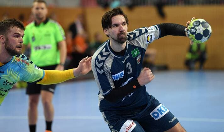Potsdam 07 03 2018 MBS arena Sports Park airship port handball EHF Cup second round Füchse BERLIN agai St Raphael Var FRA Alexander LYNGGAARD 14 St Raphael Fabian Walter Gaitan 3 foxes