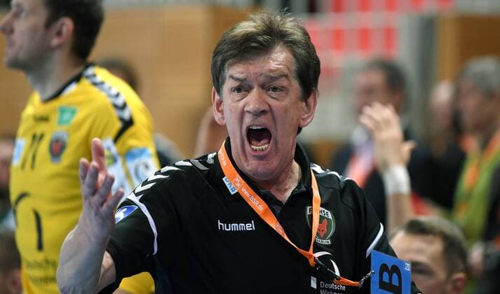Potsdam 07 03 2018 MBS arena Sports Park airship port handball EHF Cup second round Füchse BERLIN agai St Raphael Var FRA Velimir PETKOVIC trainer foxes