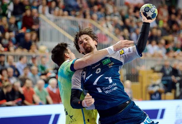 Potsdam 07 03 2018 MBS arena Sports Park airship port handball EHF Cup second round Füchse BERLIN agai St Raphael Var FRA 21 26 Fabian recovery 3 foxes