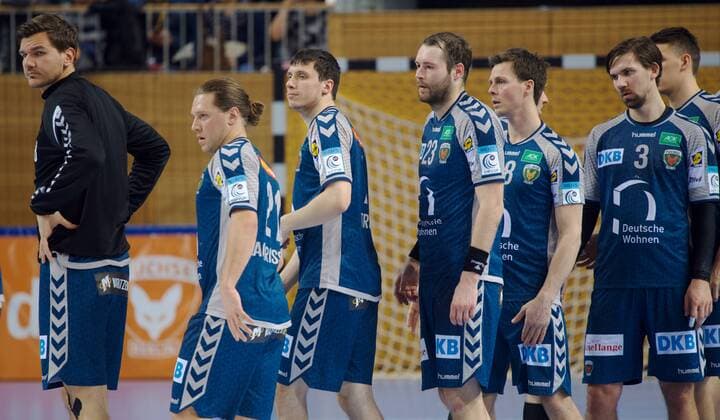 Potsdam 07 03 2018 MBS arena Sports Park airship port handball EHF Cup second round Füchse BERLIN agai St Raphael Var FRA 21 26 LTR Erik SCHMIDT 28 foxes Mattias ZACHRISSON 21 foxes Kevin STRUCK 7 foxes Steffen FAETH FÄTH 23 foxes Hans LINDBERG 18 foxes Fabian recovery 3 Foxes