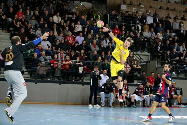 (GFCA Handball) vs Sander Sagosen (PSG Handball) HANDBALL : GFC Ajaccio vs Paris Saint Germain - Coupe De France - 07 02 2018 GerardPierlovisi Panoramic 