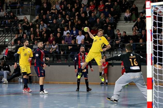 (GFCA Handball) vs Uwe Gensheimer (PSG Handball) HANDBALL : GFC Ajaccio vs Paris Saint Germain - Coupe De France - 07 02 2018 GerardPierlovisi Panoramic 