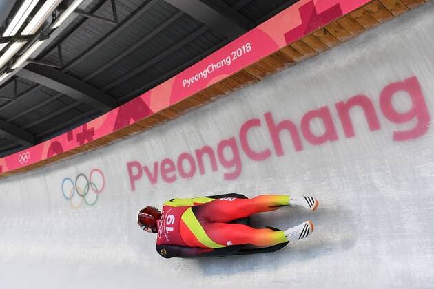 Felix LOCH GER action before Olympic rings Luge Luge men s individual men s single training Olimypic sliding Center on 08 02 2018 Winter Olympics 2018 from 09 02 25 02 2018 in PyeongChang of South Korea