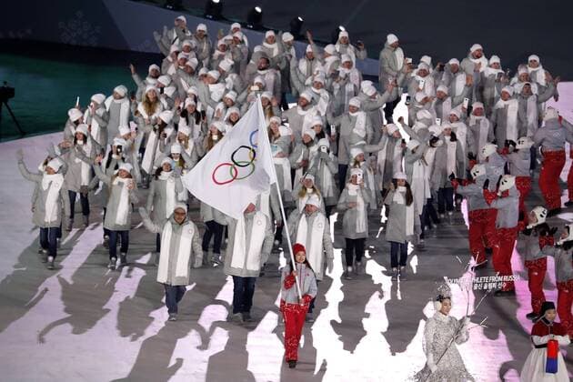 Bilder des Tages - SPORT Team Russland Opening Ceremony Eroeffnung Olympic Wintergames 2018 Pyeongchang South Korea Olympische Winterspiele 2018 Pyeongchang 08.Februar 2018 *** Team Russia opening ceremony opening Olympic Winter Games 2018 PyeongChang of South Korea at the Winter Olympics 2018 PyeongChang 08 February 2018 
