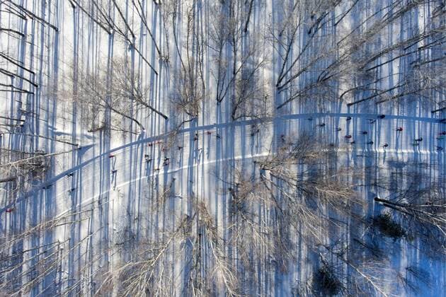 PyeongChang 2018 - Highlights der Olympischen Spiele Themen der Woche - SPORT Bilder des Tages - SPORT NOVOSIBIRSK, RUSSIA - FEBRUARY 10, 2018: People take part in the 2018 Ski Track of Russia mass race at the skiing center of the Nuclear Physics Institute of the Siberian Branch of the Russian Academy of Sciences (RAS) in the scientific research town of Akademgorodok. Kirill Kukhmar TASS  TS0731AD