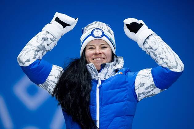 180210 Bronze medalist Krista Pärmäkoski of Finland at the medal ceremony for the Women s Team Sprint during the 2018 Winter Olympics on February 10 2018 in Pyeongchang Photo Jon Olav Nesvold BILDBYR N code JE 160152  Copyright: JONxOLAVxNESVOLD BB180210BB290