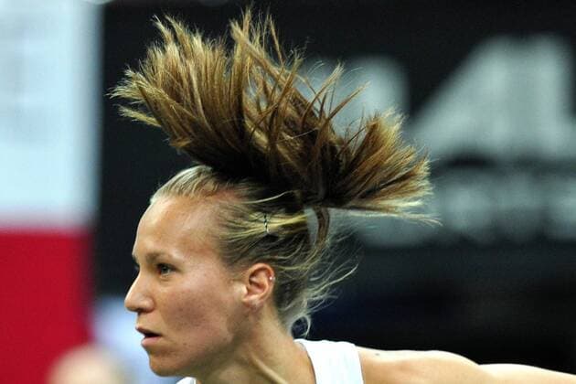 February 10, 2018 - Prague, Czech Republic - Swiss tennis player Viktorija Golubic during in their Fed Cup match between Czech Republic v Switzerland in Prague, Czech Republic, February 10, 2018. Fed Cup, Czech Republic v Switzerland in Prague - ZUMAr156 20180210_zap_r156_001 Copyright: xSlavekxRutax