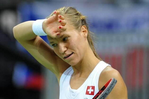February 10, 2018 - Prague, Czech Republic - Swiss tennis player Viktorija Golubic during in their Fed Cup match between Czech Republic v Switzerland in Prague, Czech Republic, February 10, 2018. Fed Cup, Czech Republic v Switzerland in Prague - ZUMAr156 20180210_zap_r156_002 Copyright: xSlavekxRutax