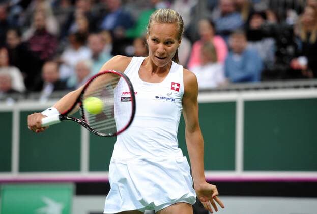 February 10, 2018 - Prague, Czech Republic - Swiss tennis player Viktorija Golubic during in their Fed Cup match between Czech Republic v Switzerland in Prague, Czech Republic, February 10, 2018. Fed Cup, Czech Republic v Switzerland in Prague - ZUMAr156 20180210_zap_r156_006 Copyright: xSlavekxRutax