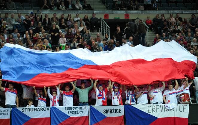 February 10, 2018 - Prague, Czech Republic - Fans of Czech Republic during in their Fed Cup match between Czech Republic v Switzerland in Prague, Czech Republic, February 10, 2018. Fed Cup, Czech Republic v Switzerland in Prague - ZUMAr156 20180210_zap_r156_007 Copyright: xSlavekxRutax