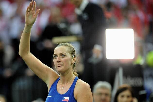 February 10, 2018 - Prague, Czech Republic - Czech tennis player Petra Kvitova celebrates after winning in their Fed Cup match between Czech Republic v Switzerland in Prague, Czech Republic, February 10, 2018. Fed Cup, Czech Republic v Switzerland in Prague - ZUMAr156 20180210_zap_r156_009 Copyright: xSlavekxRutax