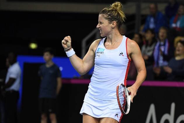 Pauline Parmentier (FRA) TENNIS : Fed Cup - FRA vs BEL - 10 02 18 VirginieBouyer Panoramic 