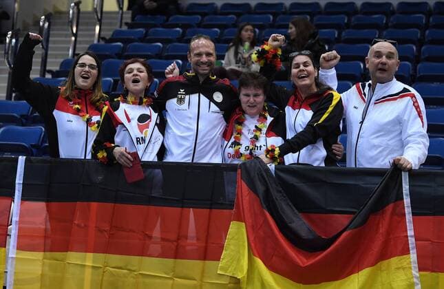 German team captain Jens Gerlach with German fans