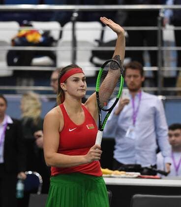 Belarus team from left Aryna Sabalenka Belarus