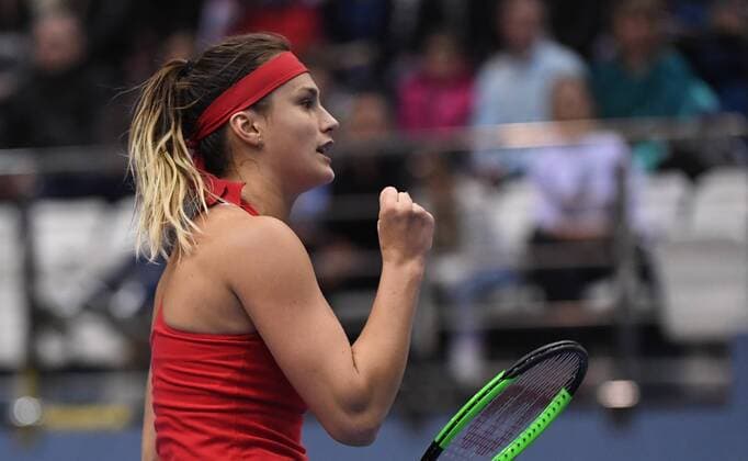 Belarus team from left Aryna Sabalenka Belarus