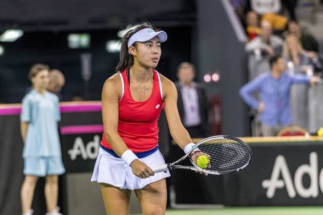 February 10, 2018: Carol Zhao (CAN) during the FED Cup by BNP 2018 game between Romania and Canada at Sala Polivalenta, Cluj-Napoca, Romania ROU. Copyright: Cronos Catalin Soare  Copyright: xCronos CatalinxSoarex crfcs10022018118413