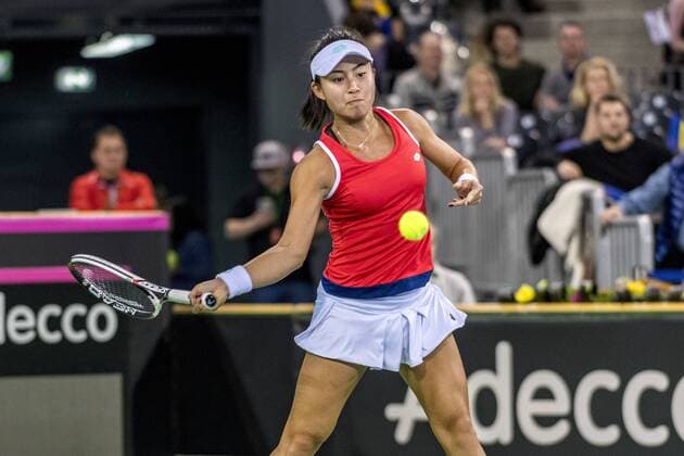 February 10, 2018: Carol Zhao (CAN) during the FED Cup by BNP 2018 game between Romania and Canada at Sala Polivalenta, Cluj-Napoca, Romania ROU. Copyright: Cronos Catalin Soare  Copyright: xCronos CatalinxSoarex crfcs10022018118436