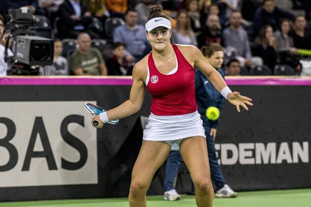 February 10, 2018: Bianca Andreescu (CAN) during the FED Cup by BNP 2018 game between Romania and Canada at Sala Polivalenta, Cluj-Napoca, Romania ROU. Copyright: Cronos Catalin Soare  Copyright: xCronos CatalinxSoarex crfcs10022018118468