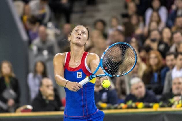 February 10, 2018: Irina Begu (ROU) during the FED Cup by BNP 2018 game between Romania and Canada at Sala Polivalenta, Cluj-Napoca, Romania ROU. Copyright: Cronos Catalin Soare  Copyright: xCronos CatalinxSoarex crfcs10022018118490