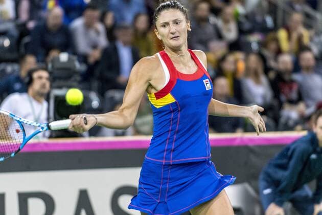 February 10, 2018: Irina Begu (ROU) during the FED Cup by BNP 2018 game between Romania and Canada at Sala Polivalenta, Cluj-Napoca, Romania ROU. Copyright: Cronos Catalin Soare  Copyright: xCronos CatalinxSoarex crfcs10022018118504