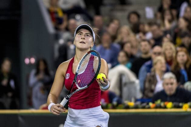 February 10, 2018: Bianca Andreescu (CAN) during the FED Cup by BNP 2018 game between Romania and Canada at Sala Polivalenta, Cluj-Napoca, Romania ROU. Copyright: Cronos Catalin Soare  Copyright: xCronos CatalinxSoarex crfcs10022018118514