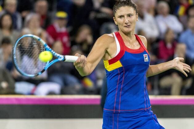 February 10, 2018: Irina Begu (ROU) during the FED Cup by BNP 2018 game between Romania and Canada at Sala Polivalenta, Cluj-Napoca, Romania ROU. Copyright: Cronos Catalin Soare  Copyright: xCronos CatalinxSoarex crfcs10022018118517