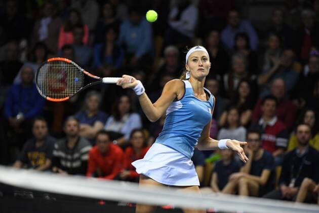 Kristina Mladenovic (FRA) TENNIS : Fed Cup - FRA vs BEL - 10 02 18 VirginieBouyer Panoramic 