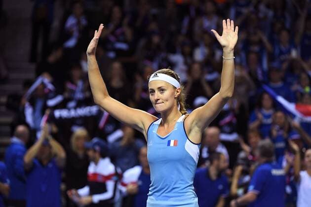 Kristina Mladenovic (FRA) TENNIS : Fed Cup - FRA vs BEL - 10 02 18 VirginieBouyer Panoramic 