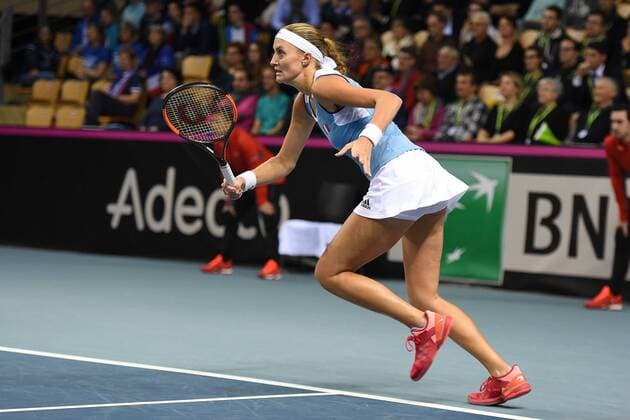 Kristina Mladenovic (FRA) TENNIS : Fed Cup - FRA vs BEL - 10 02 18 VirginieBouyer Panoramic 