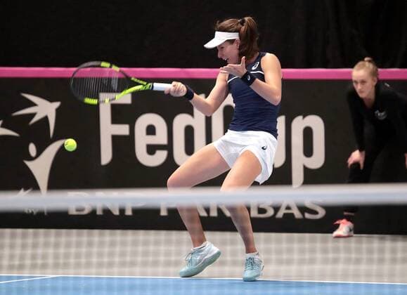 TENNIS - ITF Fed Cup TALLINN,ESTONIA,10.FEB.18 - TENNIS - ITF Fed Cup. Image shows Johanna Konto (GBR). GEPAxpictures xWalterxLuger