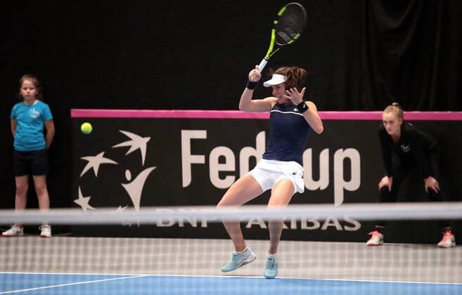 TENNIS - ITF Fed Cup TALLINN,ESTONIA,10.FEB.18 - TENNIS - ITF Fed Cup. Image shows Johanna Konto (GBR). GEPAxpictures xWalterxLuger