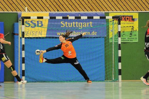 Dora Elbert SG H2Ku Herrenberg of Kuties 16 in the gate SG H2Ku Herrenberg of Kuties handball League match 10 02 2018 photo TBaur EIBNER Herrenberg Copyright: xToBaurx EibnerxPressefotox EP_TB