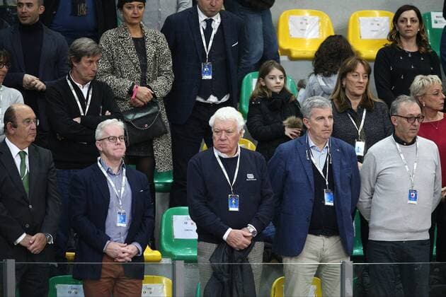 February 10, 2018 - Chieti, CH, Italy - Nicola Pietrangeli during 2018 Fed Cup BNP Paribas World Group II First Round match between Italy and Spain at Pala Tricalle Sandro Leombroni on February 10, 2018 in Chieti, Italy. Jasmine Paolini v Carla Suarez Navarro - Fed Cup BNP Paribas World Group II First Round  - ZUMAn230 20180210_zaa_n230_289 Copyright: xDaniloxDixGiovannix