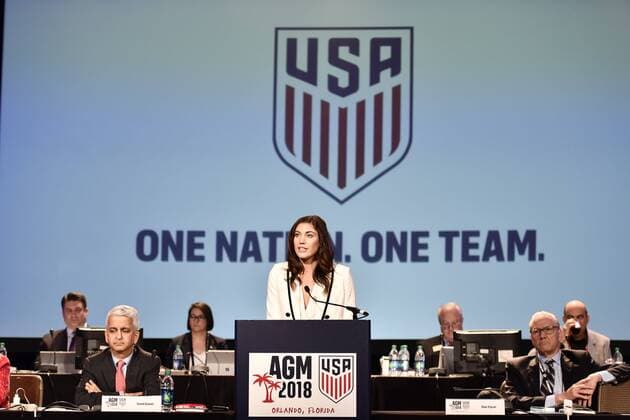 February 10, 2018 - Orlando, Florida, United States - Orlando, FL - Saturday February 10, 2018: Hope Solo during U.S. Soccer s Annual General Meeting (AGM) at the Renaissance Orlando at SeaWorld. Hope Solo - ZUMAt139 20180210_zaa_t139_193 Copyright: xRoyxK.xMillerx