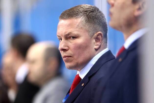 GANGNEUNG, SOUTH KOREA - FEBRUARY 11, 2018: Olympic Athletes from Russia team head coach Alexei Chistyakov seen during the women s preliminary round Group A Ice hockey Eishockey match between Canada and Olympic Athletes from Russia at the 2018 Winter Olympic Games Olympische Spiele Olympia OS at Kwandong Hockey Centre. Valery Sharifulin TASS  TS0734F3