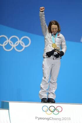 Laura Dahlmeier GER during victory ceremony of biathlon 7 5 km sprint at the 2018 Olympic Games in PyeongChang 11 02 2018