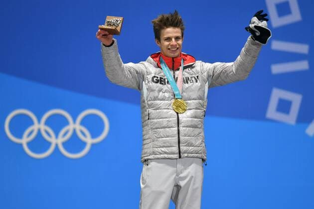 Andreas Walker GER Medal Gold Medal Olympic champion 1 square gold medalist gold gold medal Olympic Jubilee joy enthusiasm winners medals victory ceremony Olympic medals Plaza on 11 02 2018 ski jumping normal Hill men ski jumping Normal Hill at the Winter Olympics 2018 from 09 02 25 02 2018 in PyeongChang of South Korea