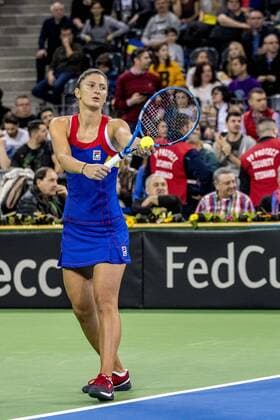 February 11, 2018: Irina Begu (ROU) during the FED Cup by BNP 2018 game between Romania and Canada at Sala Polivalenta, Cluj-Napoca, Romania ROU. Copyright: Cronos Catalin Soare  Copyright: xCronos CatalinxSoarex crfcs11022018118527