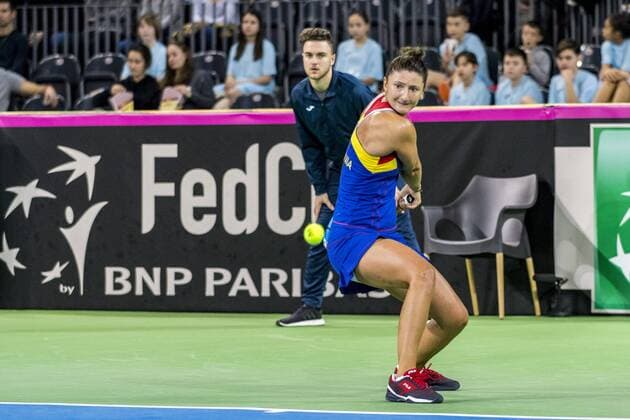 February 11, 2018: Irina Begu (ROU) during the FED Cup by BNP 2018 game between Romania and Canada at Sala Polivalenta, Cluj-Napoca, Romania ROU. Copyright: Cronos Catalin Soare  Copyright: xCronos CatalinxSoarex crfcs11022018118551