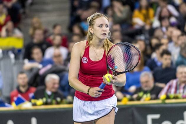 February 11, 2018: Katherine Sebov (CAN) during the FED Cup by BNP 2018 game between Romania and Canada at Sala Polivalenta, Cluj-Napoca, Romania ROU. Copyright: Cronos Catalin Soare  Copyright: xCronos CatalinxSoarex crfcs11022018118605