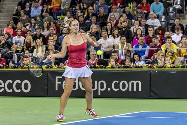 February 11, 2018:Gabriela Dabrowski (CAN) during the FED Cup by BNP 2018 game between Romania and Canada at Sala Polivalenta, Cluj-Napoca, Romania ROU. Copyright: Cronos Catalin Soare  Copyright: xCronos CatalinxSoarex crfcs11022018118632