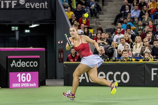 February 11, 2018: Gabriela Dabrowski (CAN) during the FED Cup by BNP 2018 game between Romania and Canada at Sala Polivalenta, Cluj-Napoca, Romania ROU. Copyright: Cronos Catalin Soare  Copyright: xCronos CatalinxSoarex crfcs11022018118659