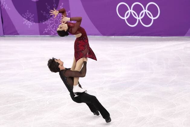 GANGNEUNG, SOUTH KOREA â€“ FEBRUARY 12, 2018: Ice dancers Tessa Virtue and Scott Moir of Canada perform their free dance as part of the Figure skating Eiskunstlauf team event at the 2018 Winter Olympic Games Olympische Spiele Olympia OS at the Gangneung Ice Arena. Valery Sharifulin TASS  TS073691