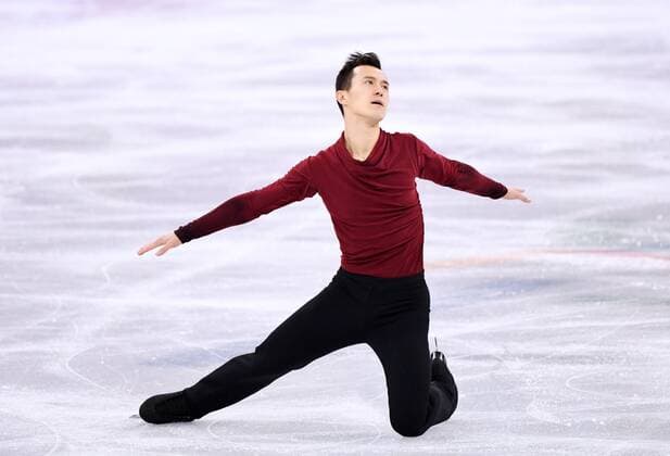 (180212) -- PYEONGCHANG, Feb. 12, 2018 -- Patrick Chan of Canada competes during the men s single free skating of Figure skating Eiskunstlauf team event at the 2018 PyeongChang Winter Olympic Games Olympische Spiele Olympia OS in Gangneung Ice Arena, South Korea, on Feb. 12, 2018. Canada won the gold medal of figure skating team event with 73 points in total. ) (SP)OLY-SOUTH KOREA-PYEONGCHANG-FIGURE SKATING-TEAM EVENT JuxHuanzong 